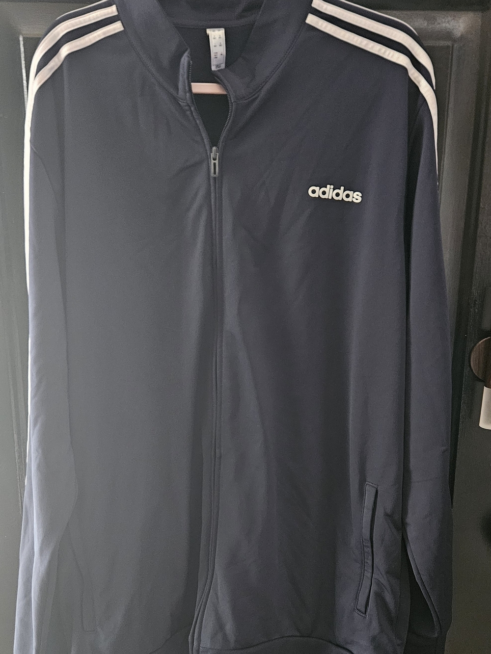 adidas Men’s Navy Track Jacket with White Stripes 2XL